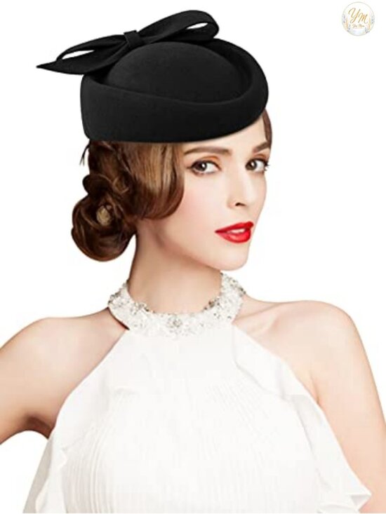 Vintage Wool Felt Fascinator Hat Pillbox Derby Church Wedding